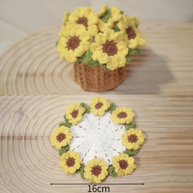 Mini Rose Bouquet Coaster Crochet Coaster Rose Flower Placemat Cup Pad Tea Coaster Mother'S Day Gift Crochet Flower