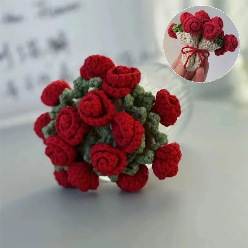 Mini Rose Bouquet Coaster Crochet Coaster Rose Flower Placemat Cup Pad Tea Coaster Mother'S Day Gift Crochet Flower