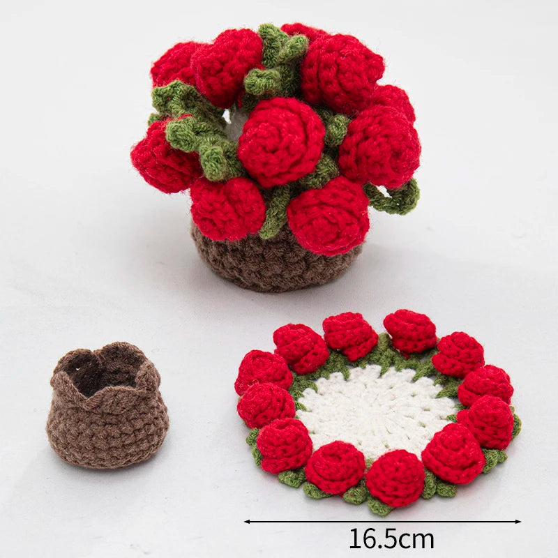 Mini Rose Bouquet Coaster Crochet Coaster Rose Flower Placemat Cup Pad Tea Coaster Mother'S Day Gift Crochet Flower