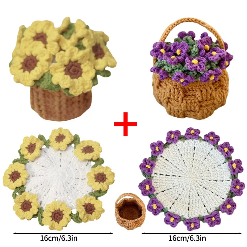 Mini Rose Bouquet Coaster Crochet Coaster Rose Flower Placemat Cup Pad Tea Coaster Mother'S Day Gift Crochet Flower