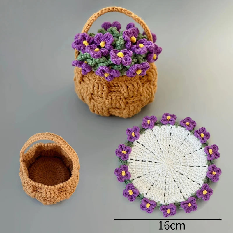 Mini Rose Bouquet Coaster Crochet Coaster Rose Flower Placemat Cup Pad Tea Coaster Mother'S Day Gift Crochet Flower