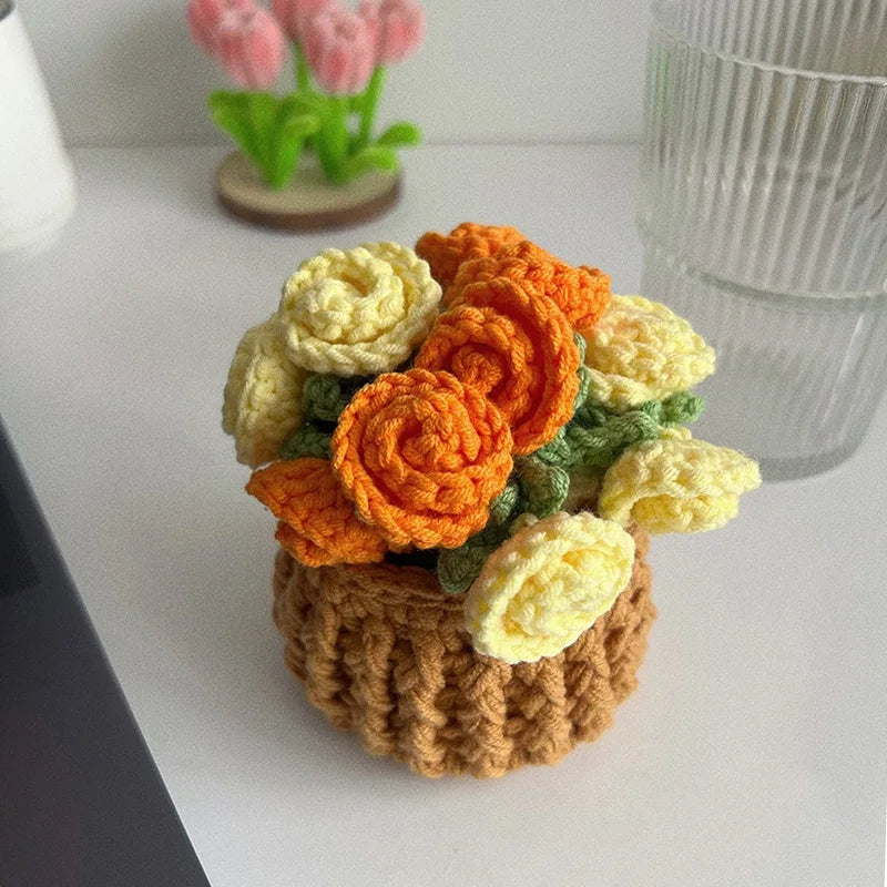Mini Rose Bouquet Coaster Crochet Coaster Rose Flower Placemat Cup Pad Tea Coaster Mother'S Day Gift Crochet Flower