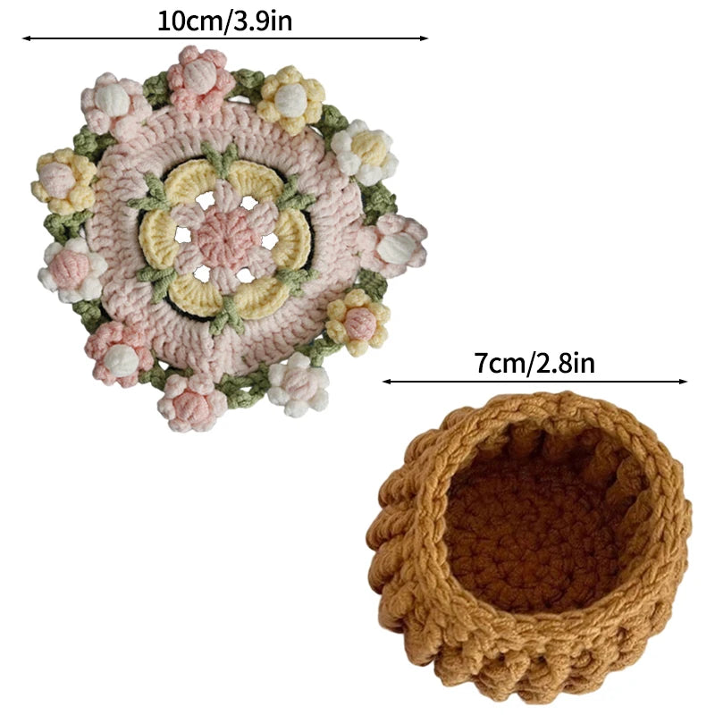 Mini Rose Bouquet Coaster Crochet Coaster Rose Flower Placemat Cup Pad Tea Coaster Mother'S Day Gift Crochet Flower